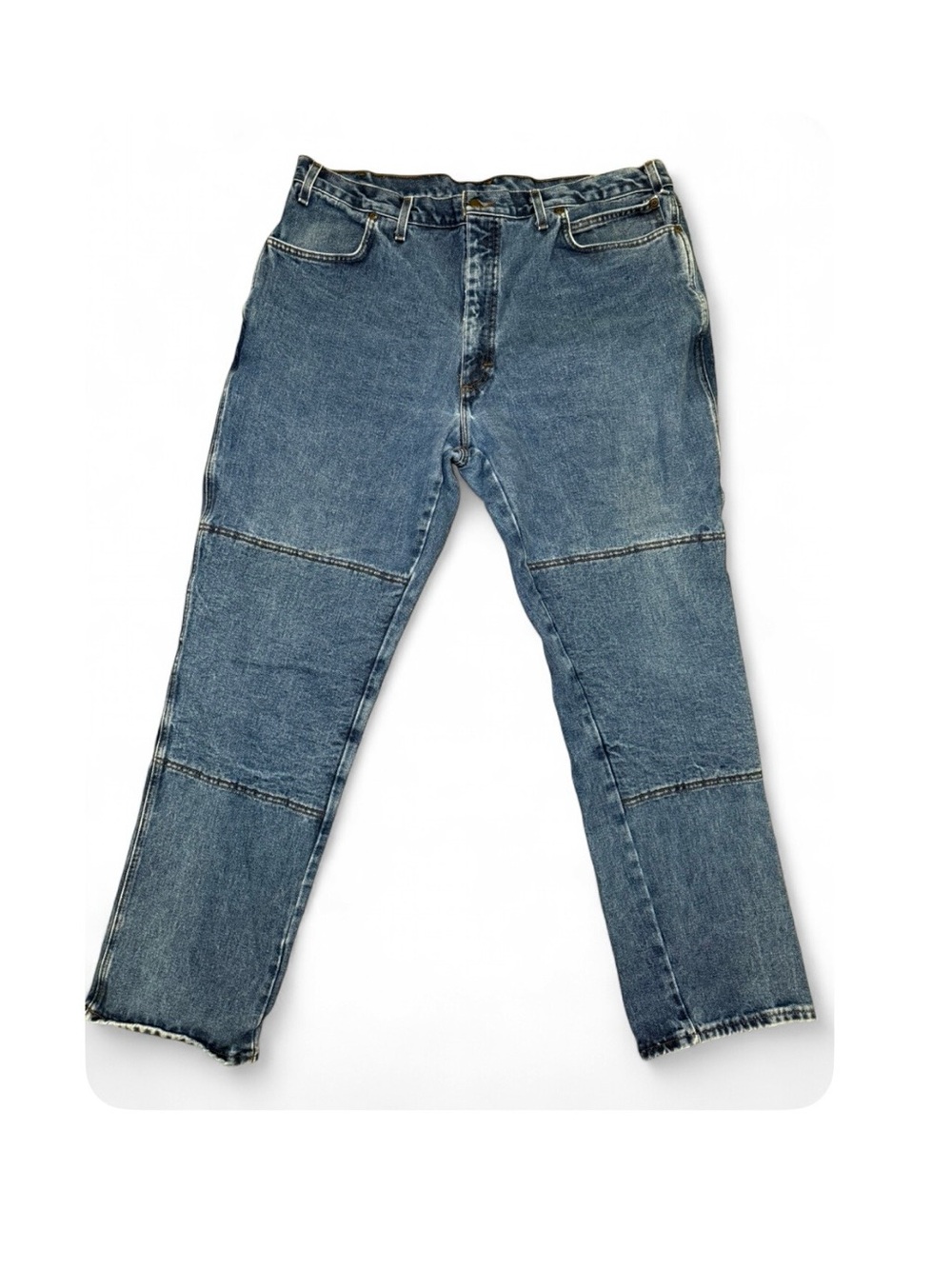VTG Draggin Jeans Blue Kevlar Lined Straight Double Knee Moto Biker Denim 40x32